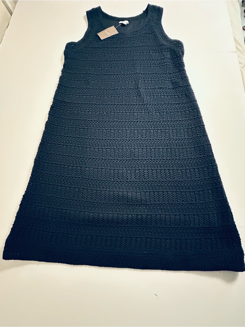 NWT J. Jill Navy Crochet Knit Sleeveless Mini Dress
